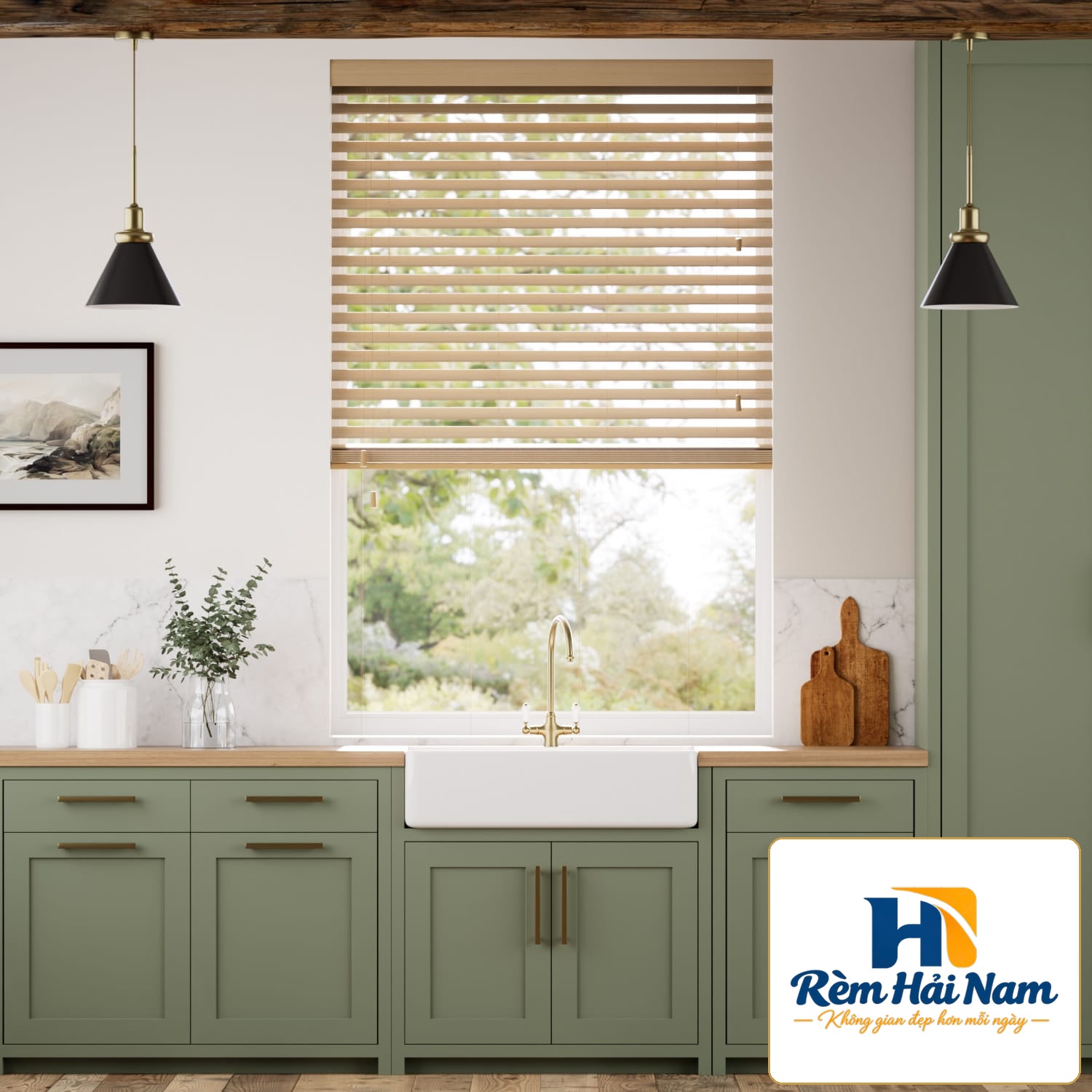 Rèm sáo gỗ chịu ẩm nhà tắm vệ sinh