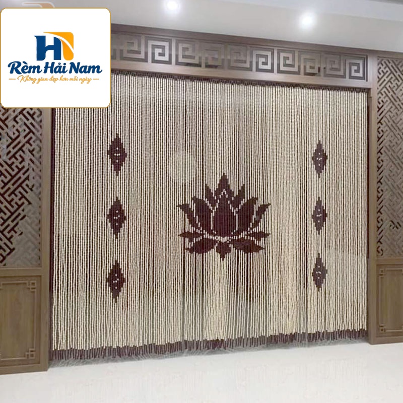 Mành hạt gỗ phong thủy che bàn thờ RHG03