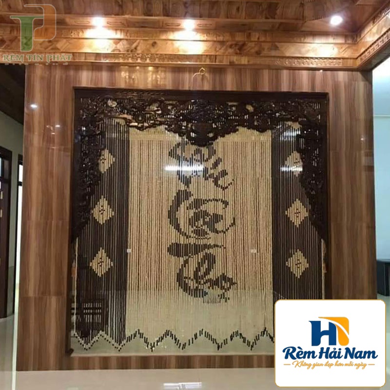 Mành treo bàn thờ đẹp bằng hạt gỗ RHG82