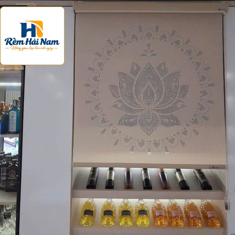 Mành treo bàn thờ giá rẻ khắc laze họa tiết hoa sen KHS55