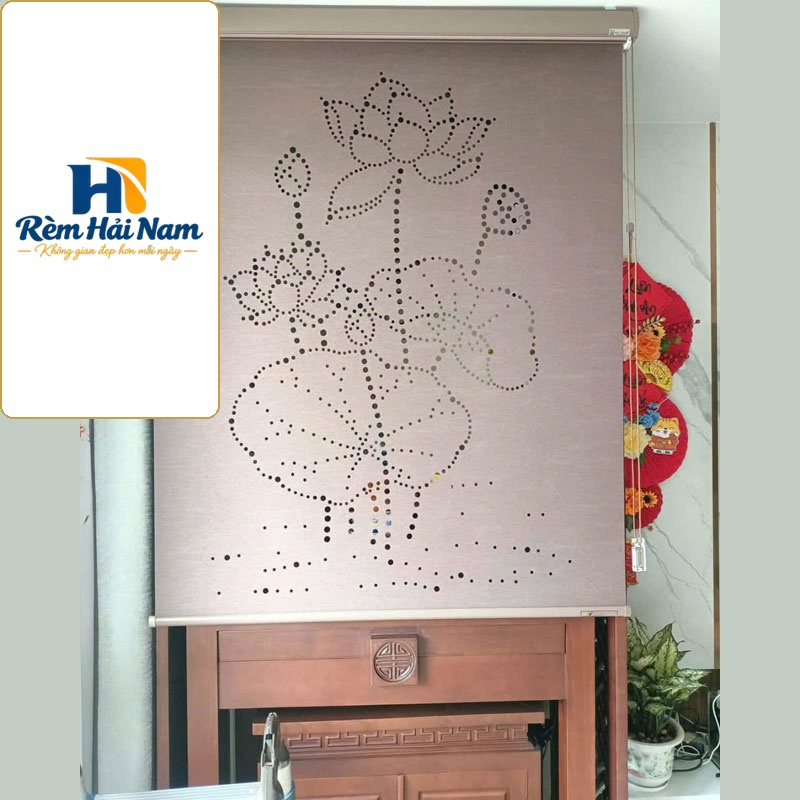 Rèm chắn bàn thờ khắc laze họa tiết hoa sen KHS40