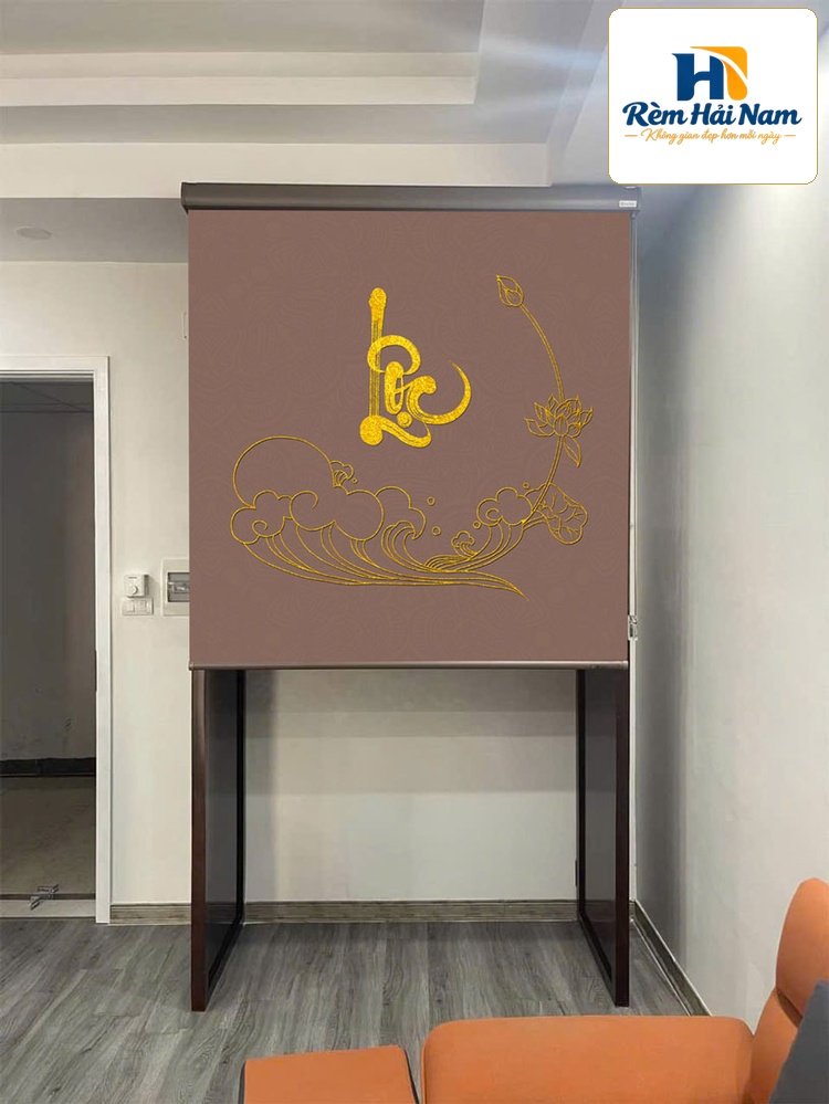 Rèm che bàn thờ đẹp in họa tiết hoa sen -RBT3047