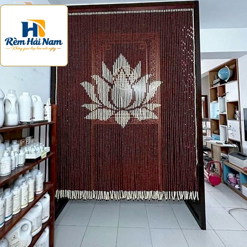 Rèm che phòng thờ bằng hạt gỗ đẹp RHG33