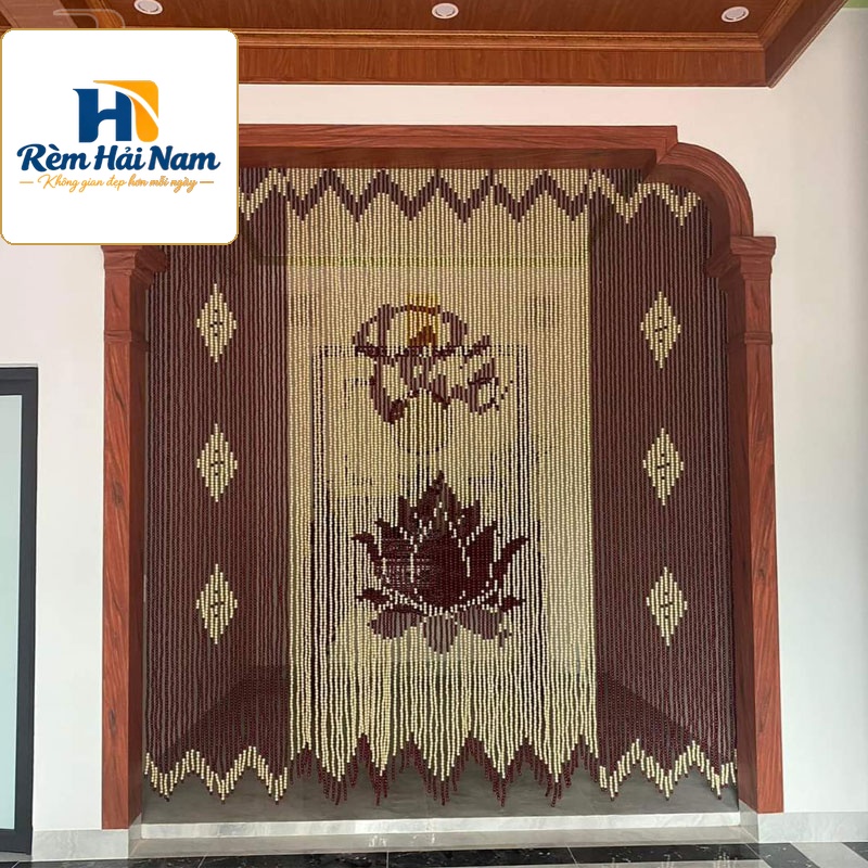 Rèm che phòng thờ đẹp bằng hạt gỗ RHG72