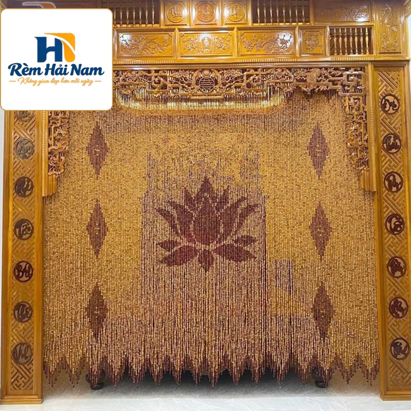 Rèm thờ hạt gỗ pơ mu cao cấp RHG07